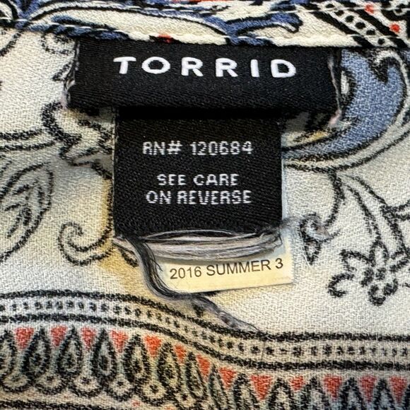 Torrid Women's Top Sz 2? Sleeveless Multicolor Floral Scoop Neck Babydoll Tank - Picture 4 of 6